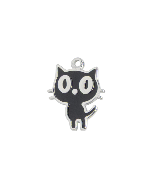 Silver Charm Black Cartoon Cat