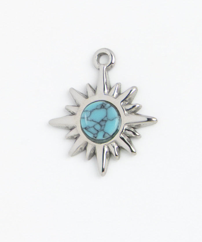 Silver Charm Turquoise Star