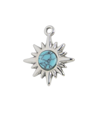 Silver Charm Turquoise Star