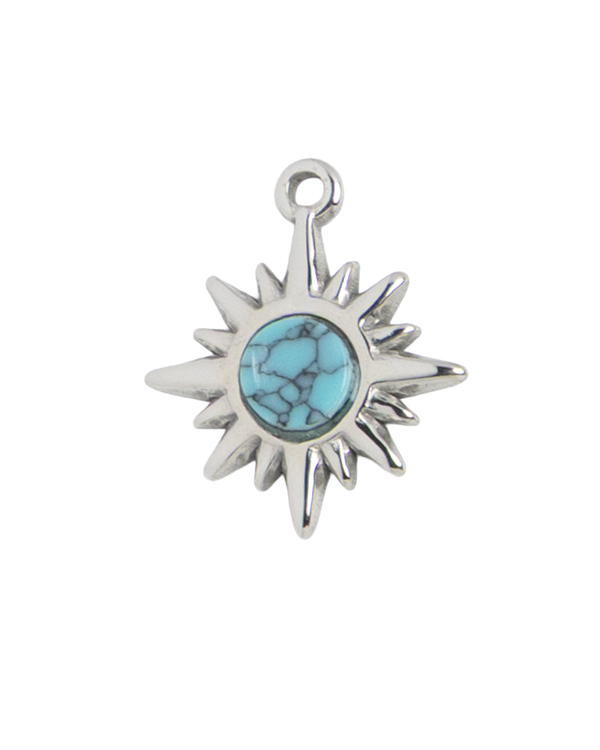 Silver Charm Turquoise Star