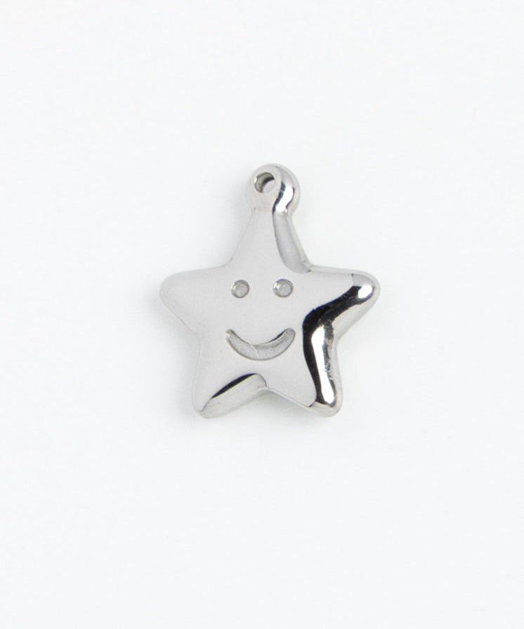 Silver Charm Smiley Star