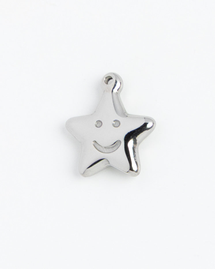 Silver Charm Smiley Star