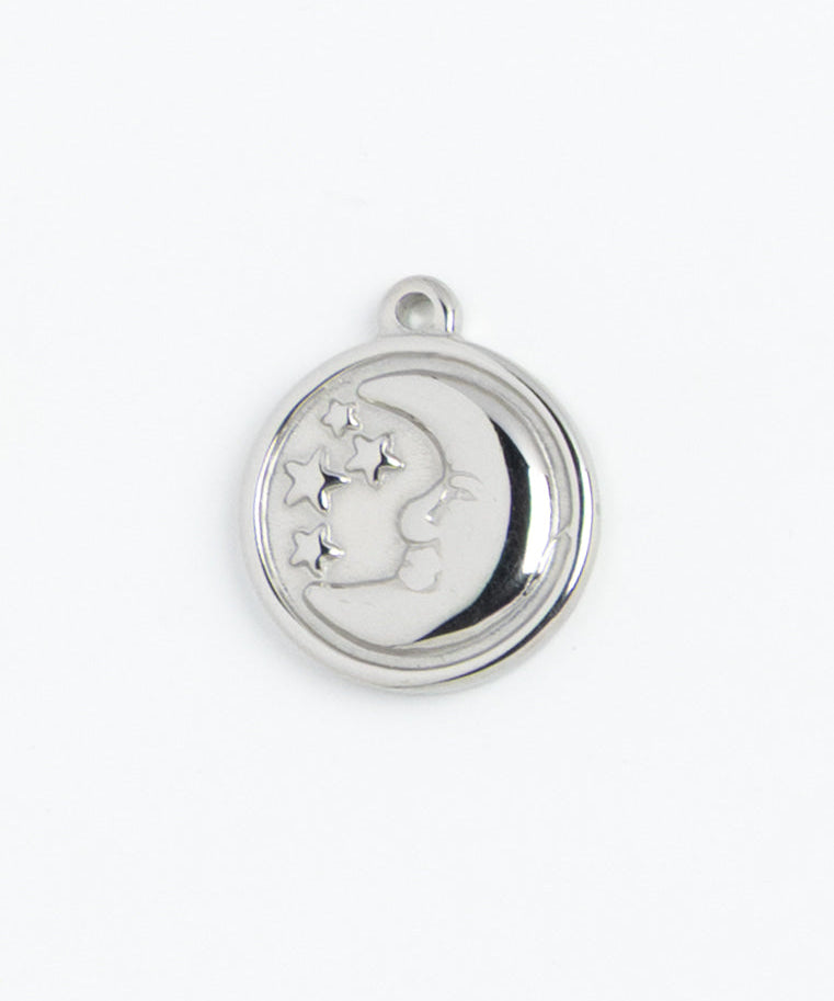 Silver Charm Moon Medallion