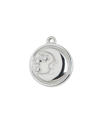 Silver Charm Moon Medallion