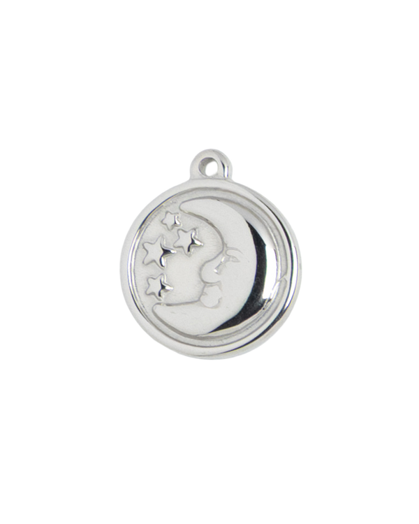Silver Charm Moon Medallion