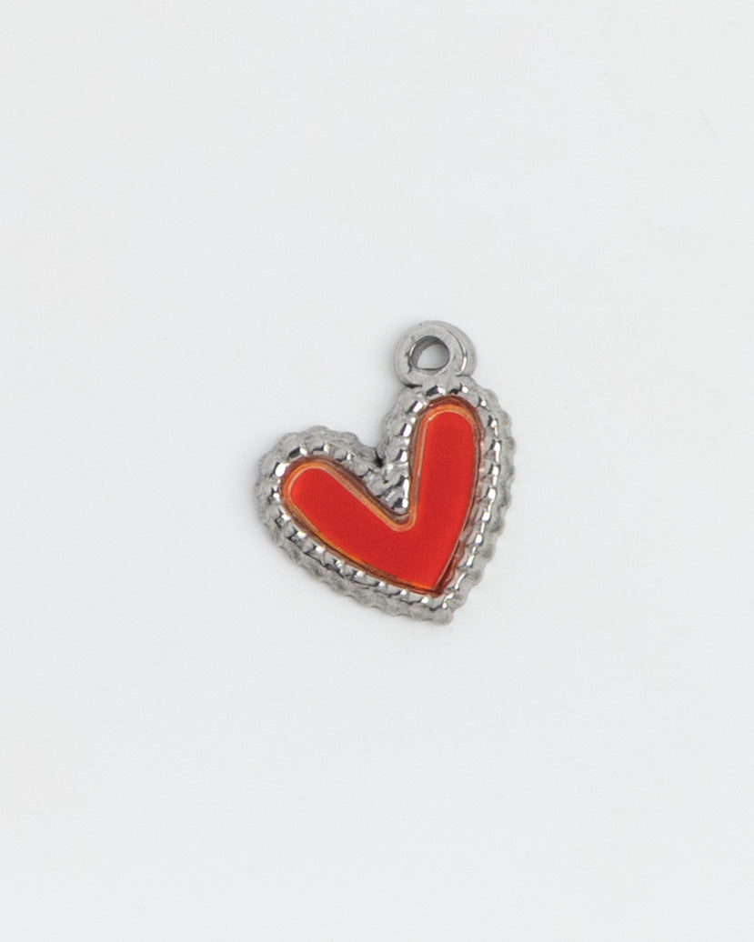 Silver Charm Red Heart