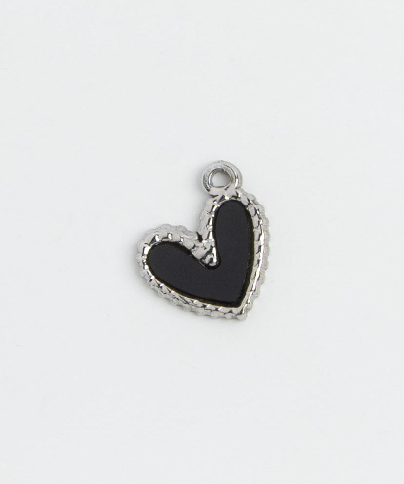 Silver Charm Black Heart