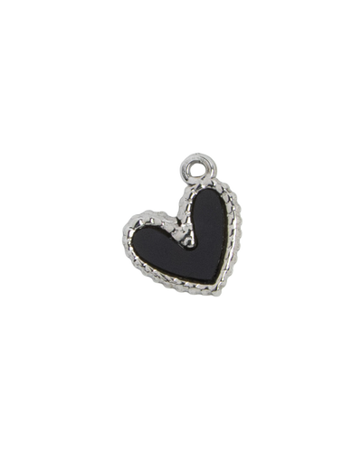 Silver Charm Black Heart