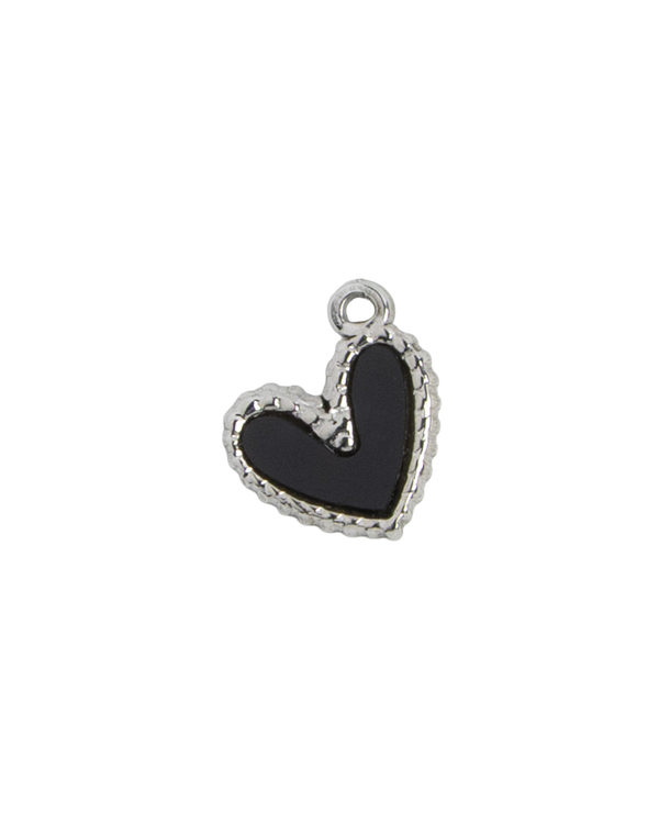 Silver Charm Black Heart