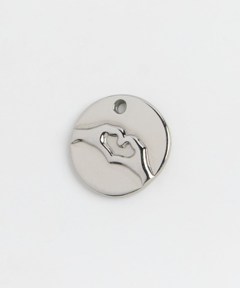 Silver Charm Heart Hands