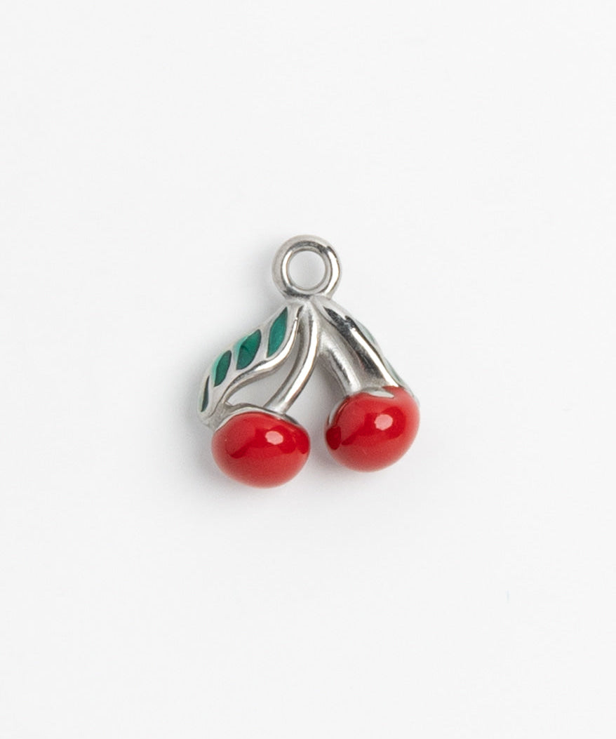 Silver Charm Cherries Enamel