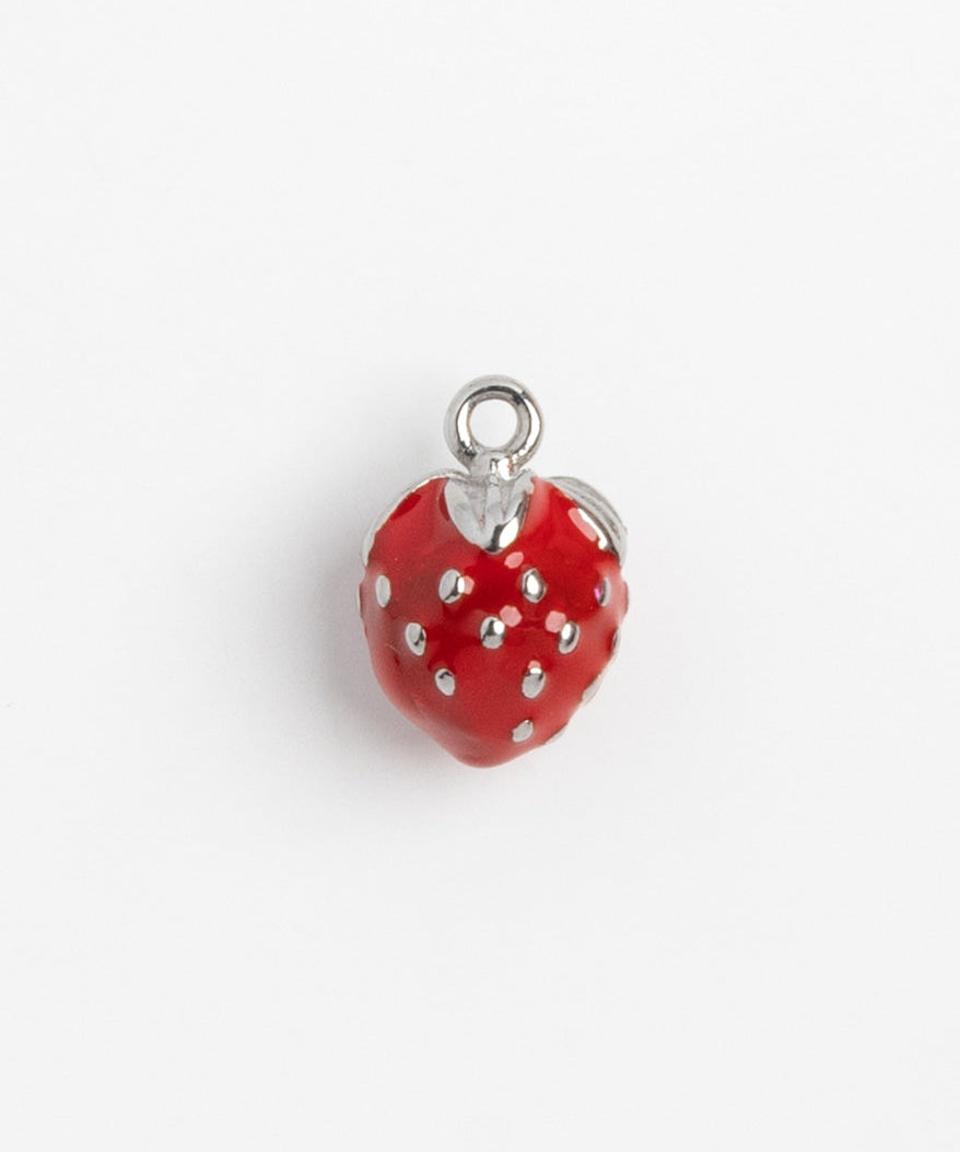 Silver Charm Strawberry Enamel