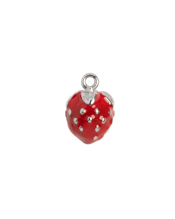 Silver Charm Strawberry Enamel