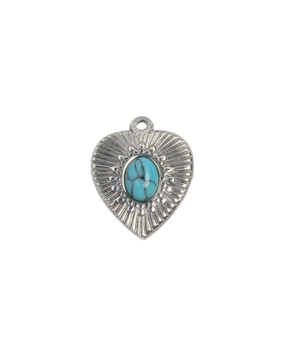 Silver Charm Turquoise Heart