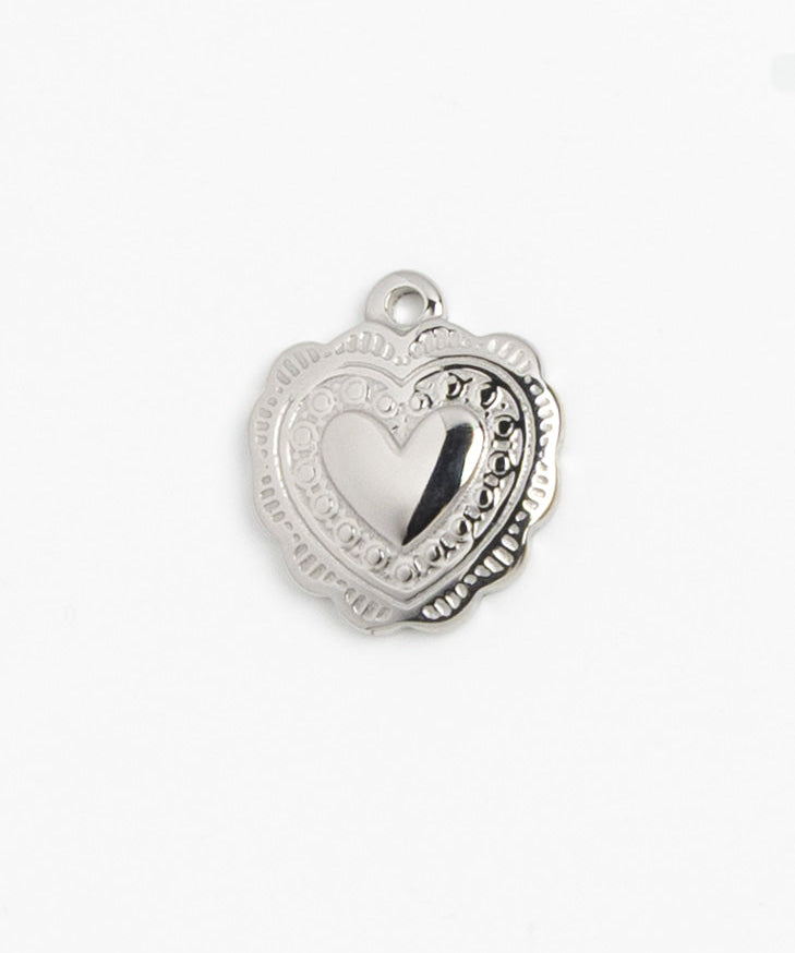 Silver Charm Vintage Heart