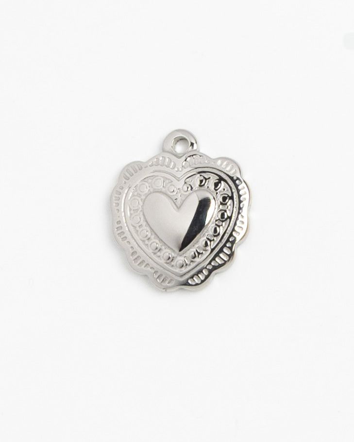 Silver Charm Vintage Heart