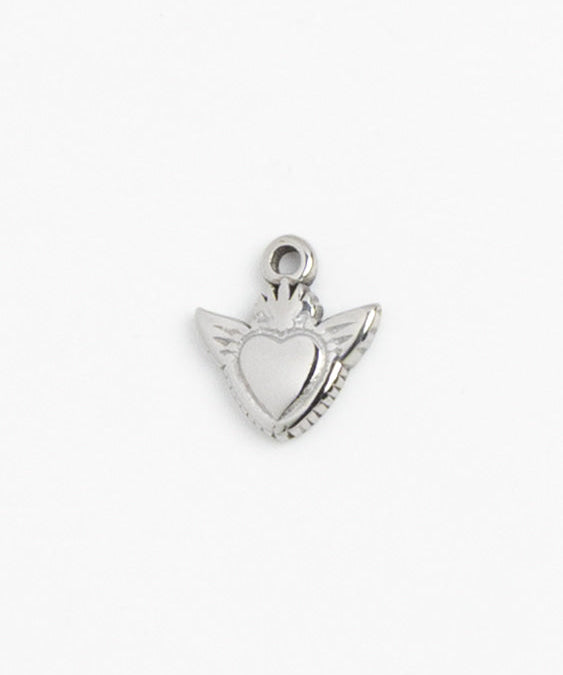 Silver Charm Winged Heart