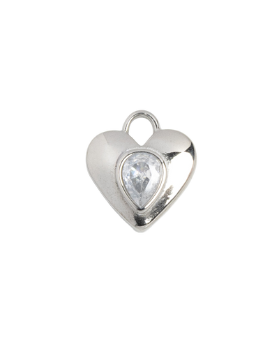 Silver Charm Crystal Heart