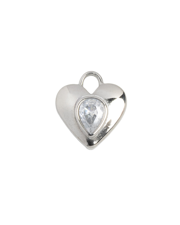 Silver Charm Crystal Heart
