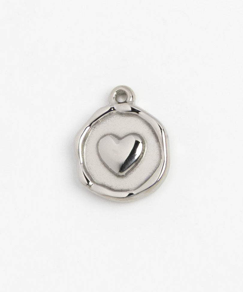 Silver Charm Heart Medallion