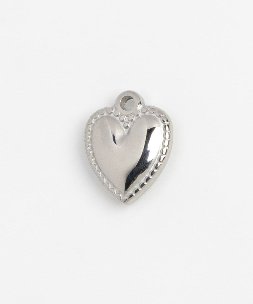 Silver Charm Beaded Heart