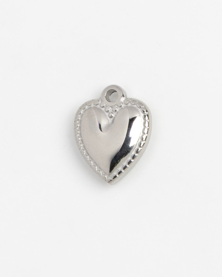 Silver Charm Beaded Heart