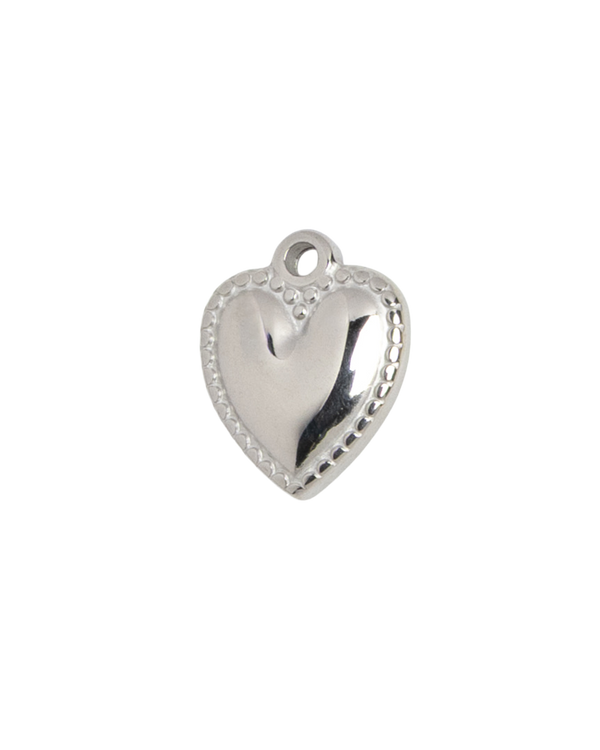 Silver Charm Beaded Heart