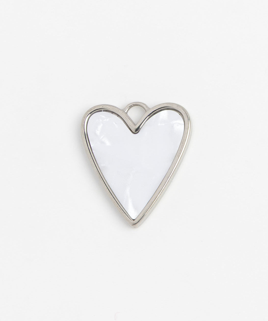 Silver Charm White Heart