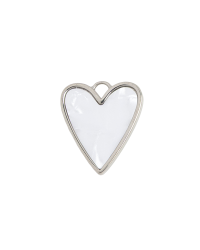 Silver Charm White Heart
