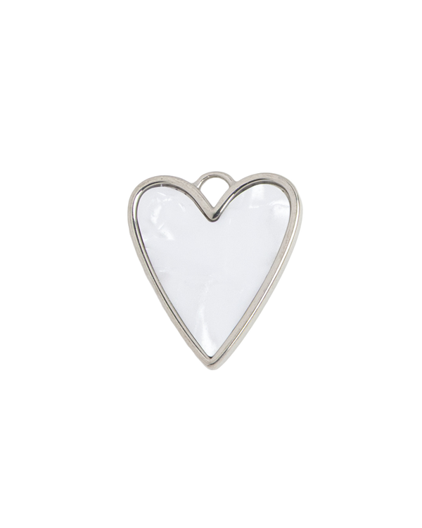 Silver Charm White Heart