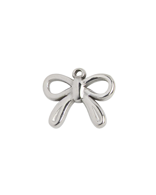 Silver Charm Ribbon Bow