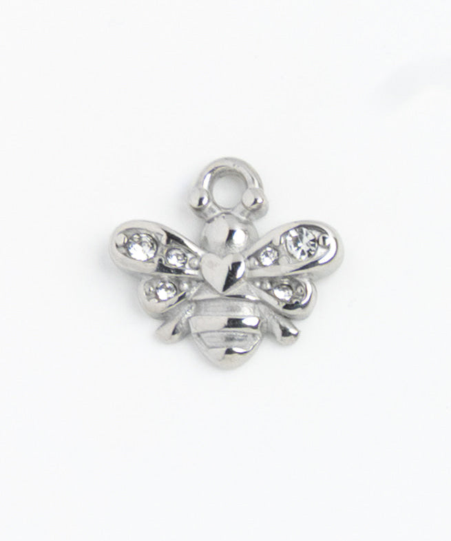 Silver Charm Bee Rhinestone