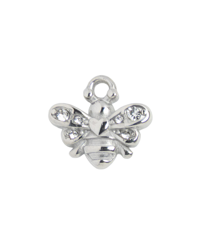 Silver Charm Bee Rhinestone