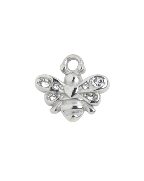 Silver Charm Bee Rhinestone