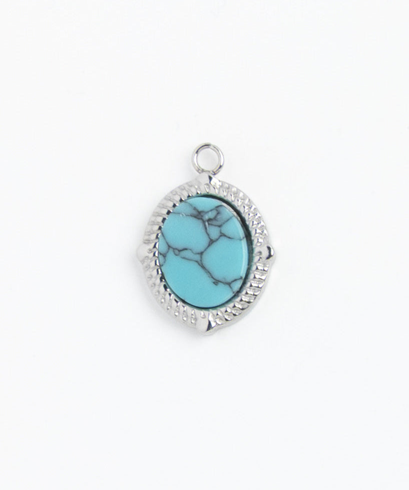 Silver Charm Turquoise Oval