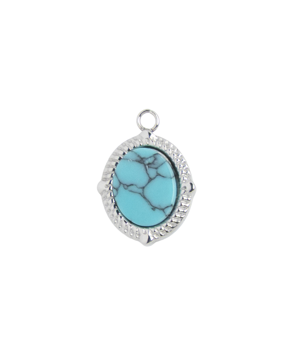 Silver Charm Turquoise Oval