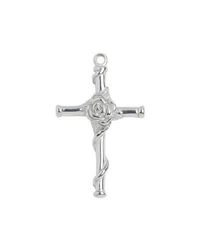 Silver Charm Rose Cross