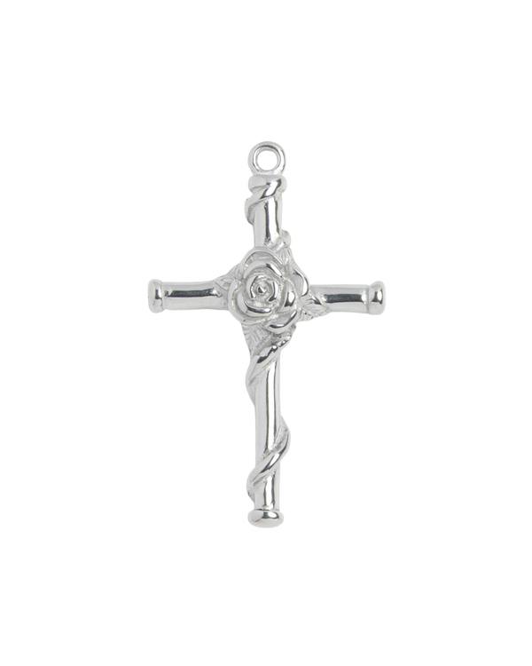 Silver Charm Rose Cross