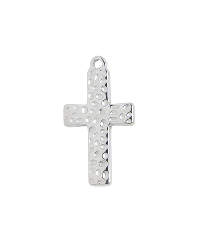 Silver Charm Hammered Cross