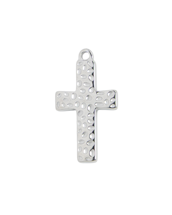 Silver Charm Hammered Cross