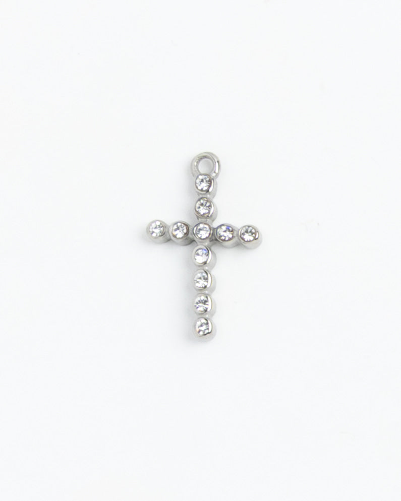 Silver Charm Rhinestone Cross