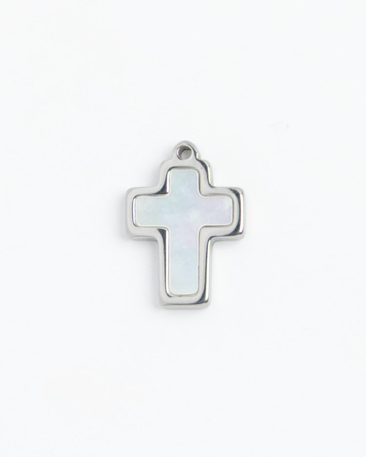 Silver Charm Pearl Cross