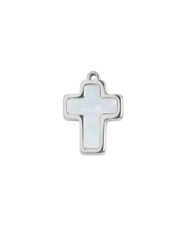 Silver Charm Pearl Cross