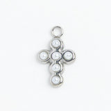 Silver Charm Pearl Bead Cross
