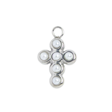 Silver Charm Pearl Bead Cross