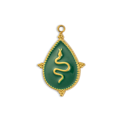 Gold Snake on Emerald Pendant