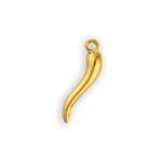 Gabriela Ceballos gold Italian horn charm pendant. Waterproof, hypoallergenic, tarnish-free. A bold good luck symbol for everyday wear.
