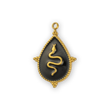 Gold Snake on Black Pendant