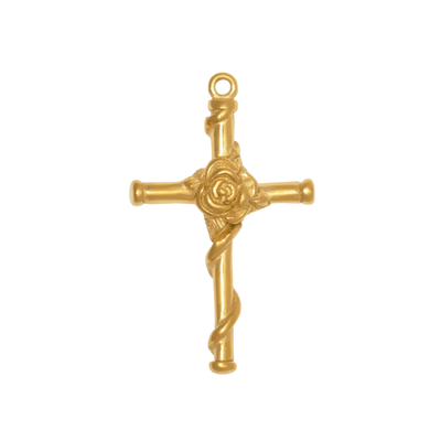 Gold Cross & Rose