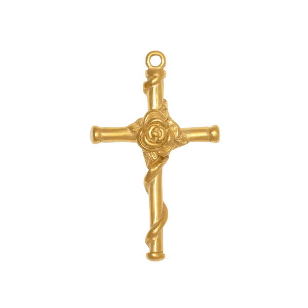Gold Cross & Rose
